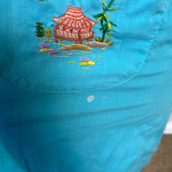 Vintage embroidered Chinese Robe Blue M (spot) - Picture 6 of 7
